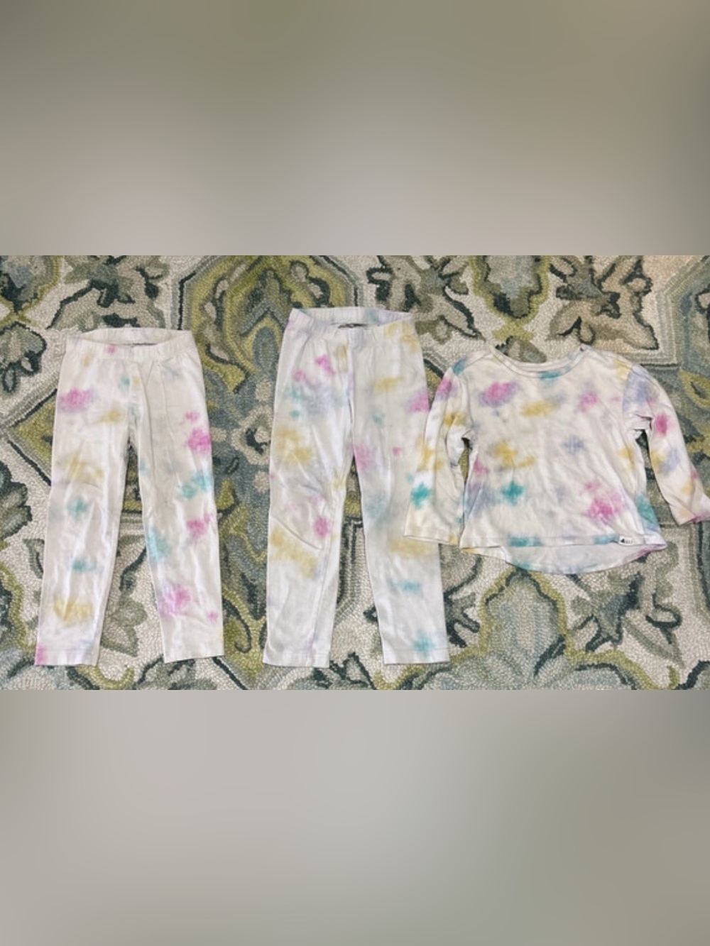 GAP White Tie-Dye Leggings Top Set - Pastel Pink, Yellow & Blue Organic cotton